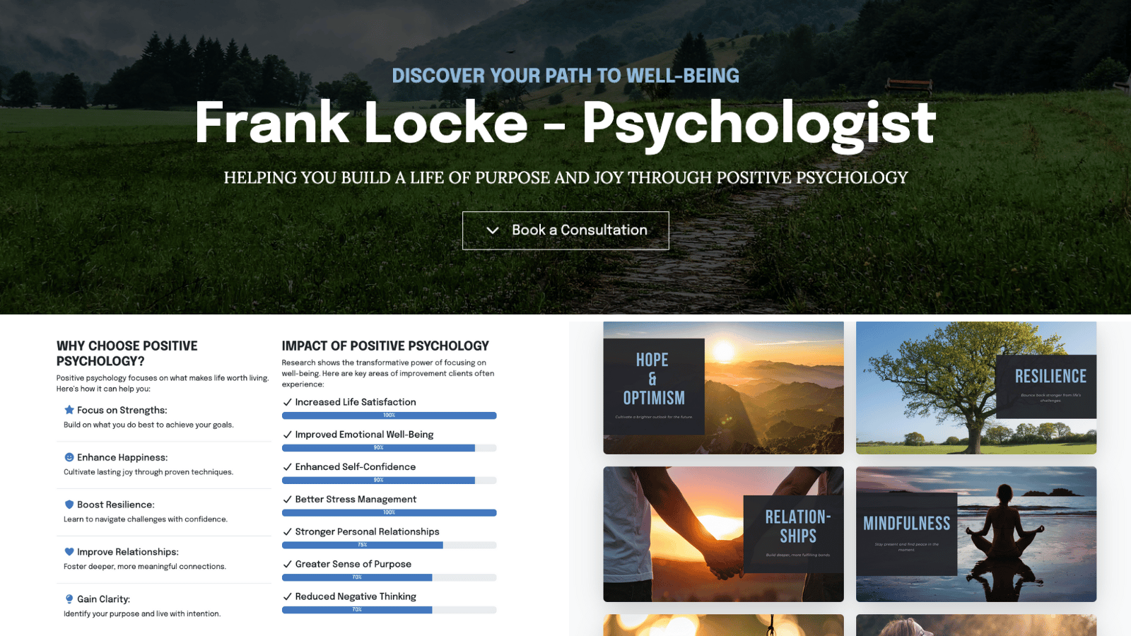 Portfolio screenshot of an modern website design for psychologists, highlighting secure and user-friendly features.