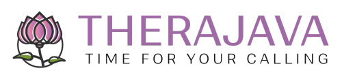 Therajava logo showing a pink lotus and the text 'Therajava - Time For Your Calling'