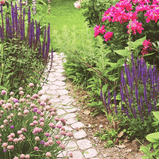 Decorative garden path among blooming flowers, symbolizing streamlined client connections for therapy practices.