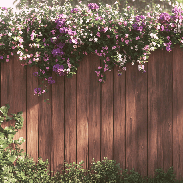 Wooden fence with blooming flowers, symbolizing secure digital tools for psychological practices