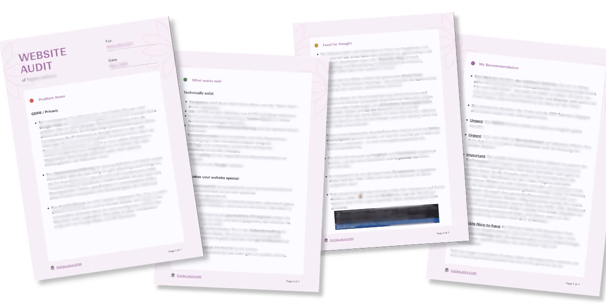 Mockup of the Therajava website audit