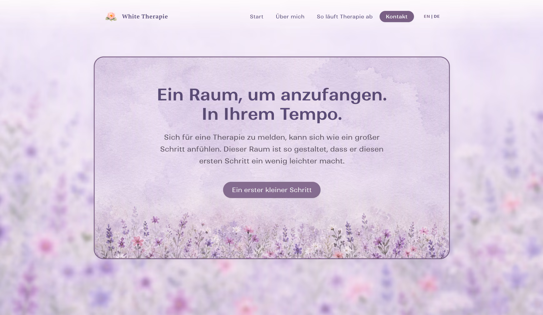 Screenshot der White Therapy Concept-Site - warm, präzise und einladend