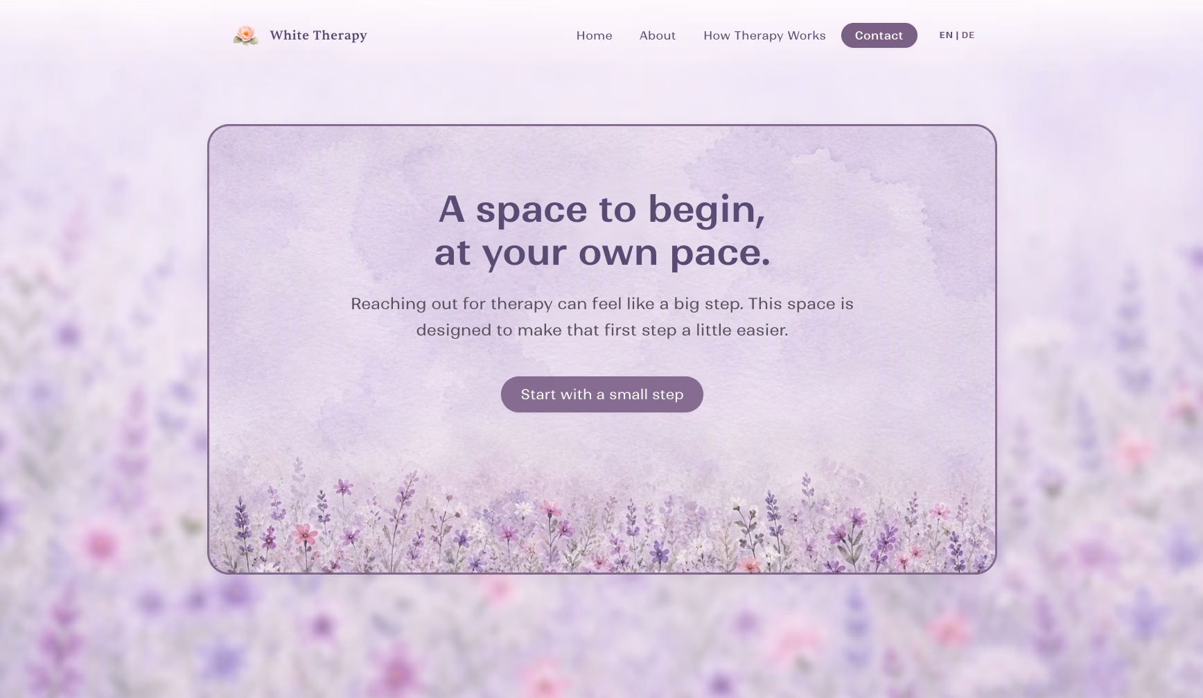 Screenshot of the White Therapy concept site - warm, precise, and welcoming