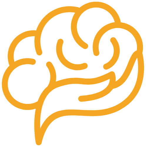 A hand supports a brain