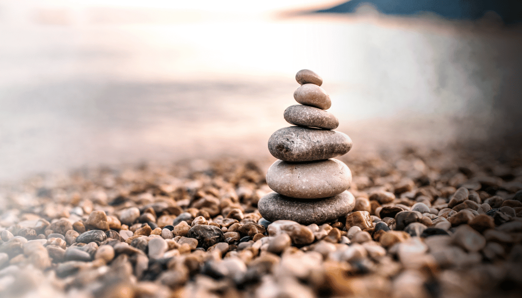 Stacked stones on a beach