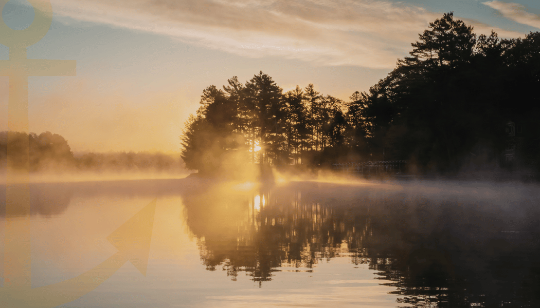 A quiet lake at sunrise