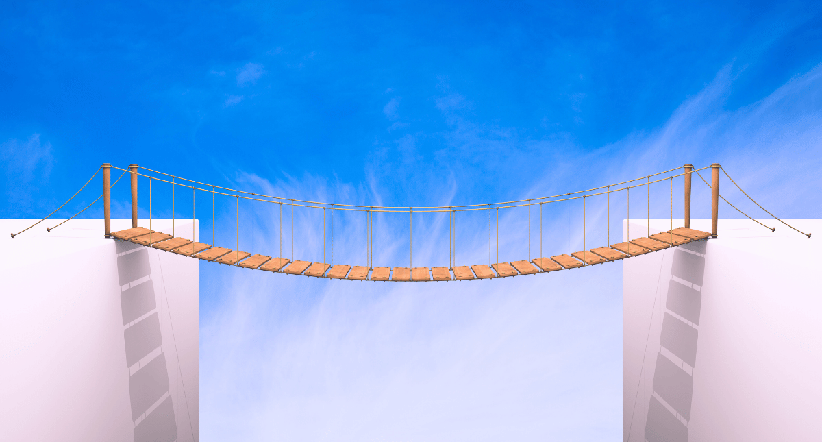 Two worlds connected by a bridge