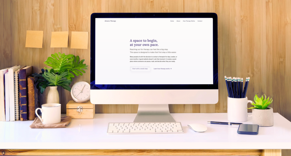 Therajava's concept website on a desktop computer screen